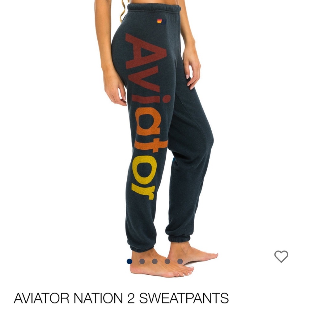 Aviator Nation Black Sweatpants with Red and Yellow Logo